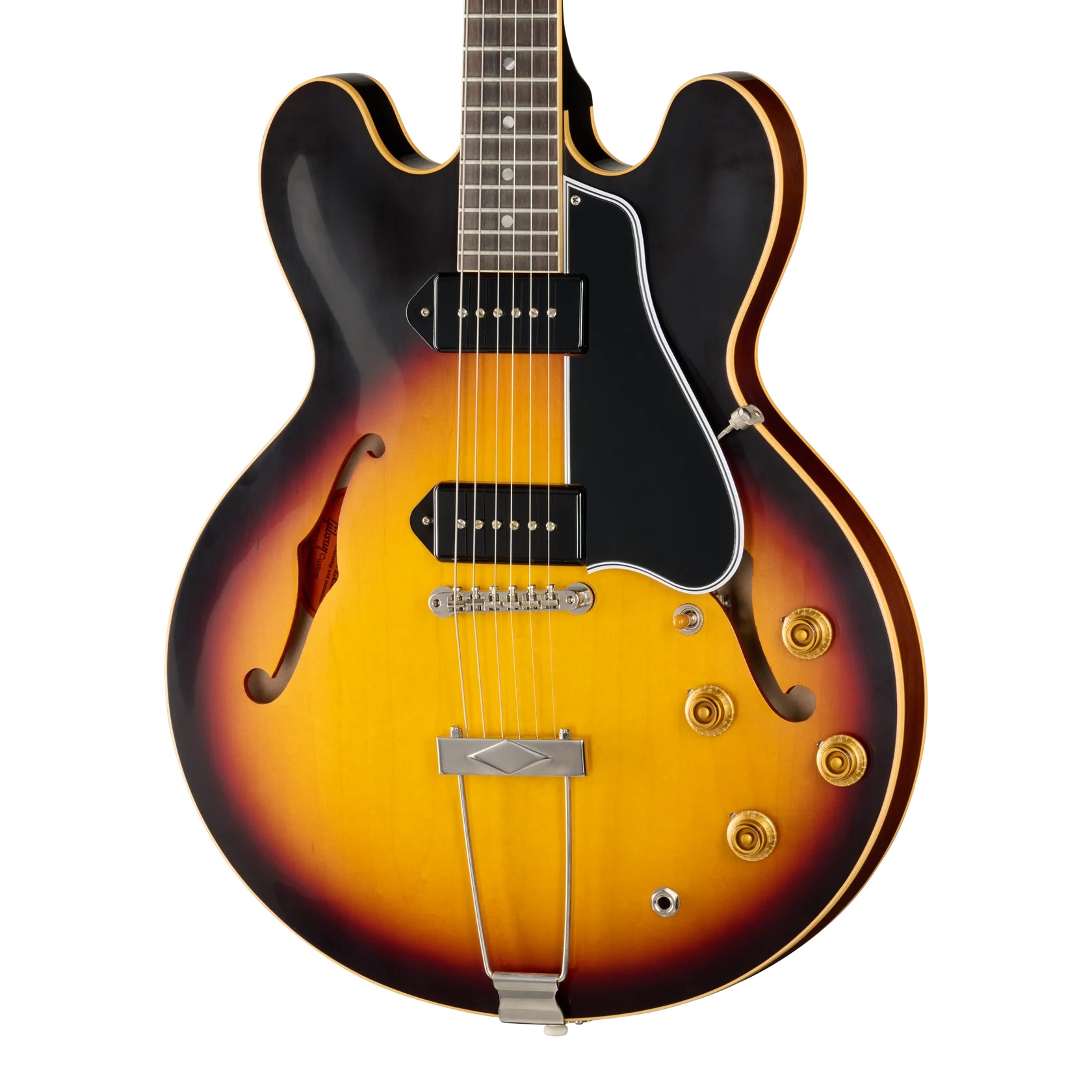 Halbakustik-Gitarre, E-Gitarre, Sunburst-Finish, Doppelspulen-Tonabnehmer, F-Löcher